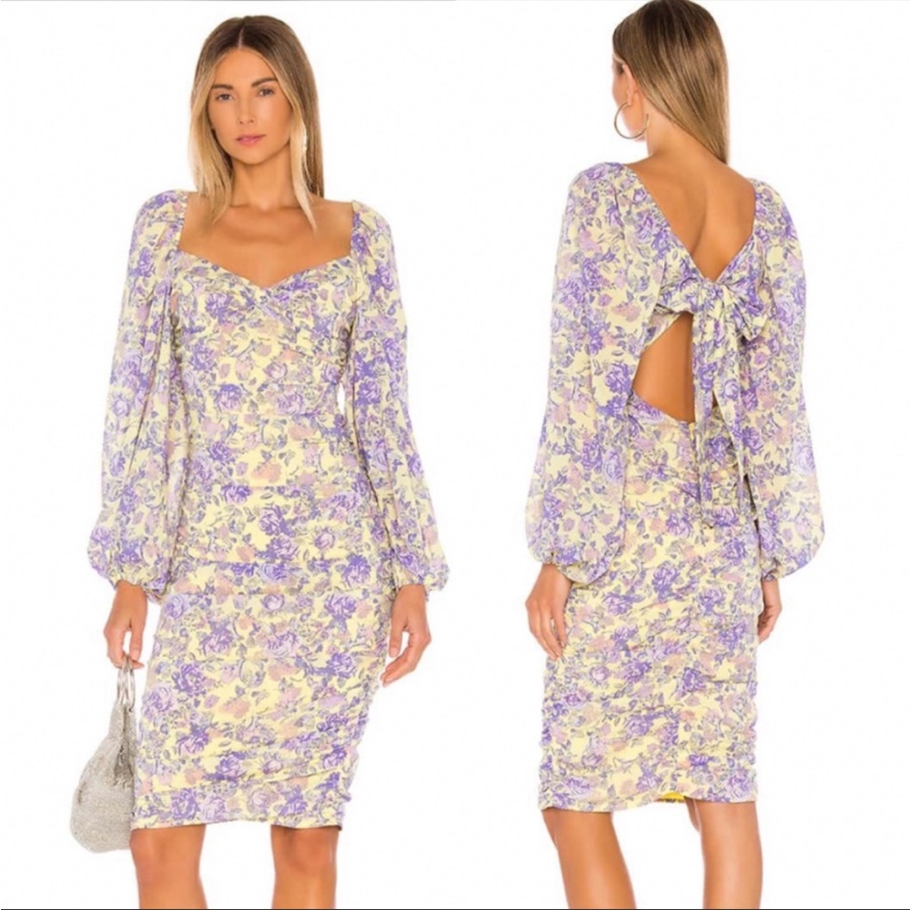 For Love and Lemons Maui Ruched Midi Dress